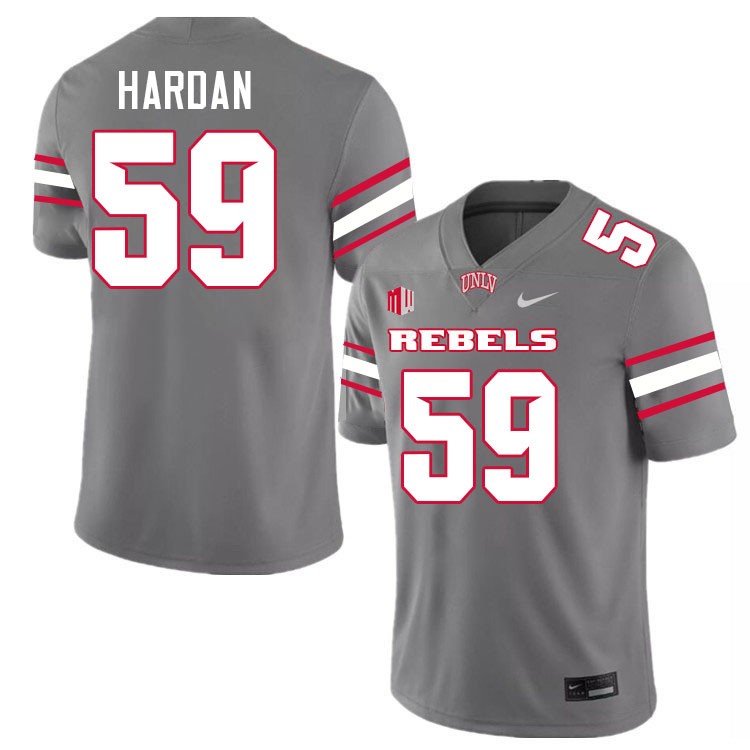 Men #59 Walker Hardan UNLV Rebels College Football Jerseys Stitched-Grey